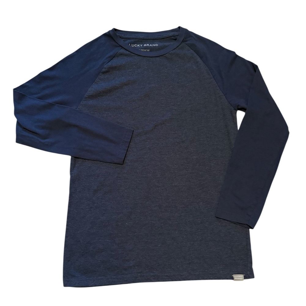 Lucky Brand Girl’s Navy Blue Crewneck Long Sleeve Raglan Tee